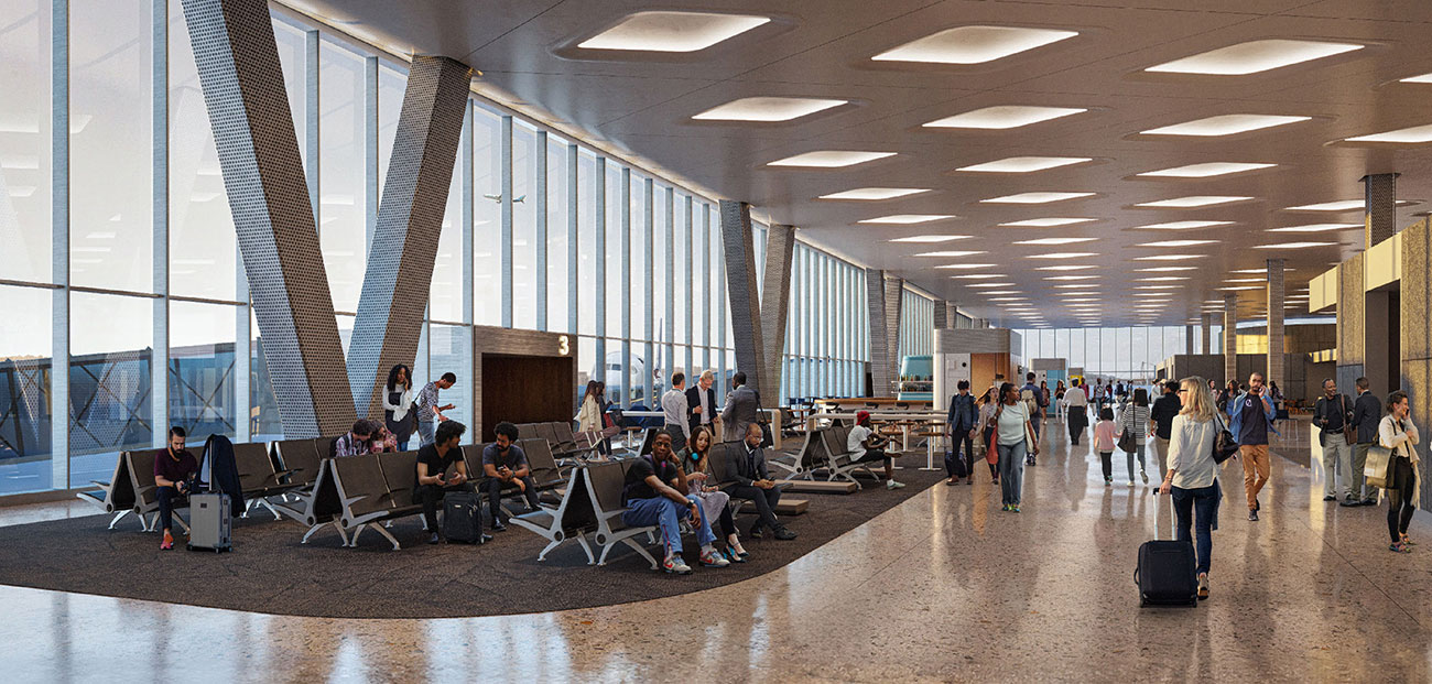 Architectural rendering of the Mobile International Airport terminal project — Mobile Airport Authority