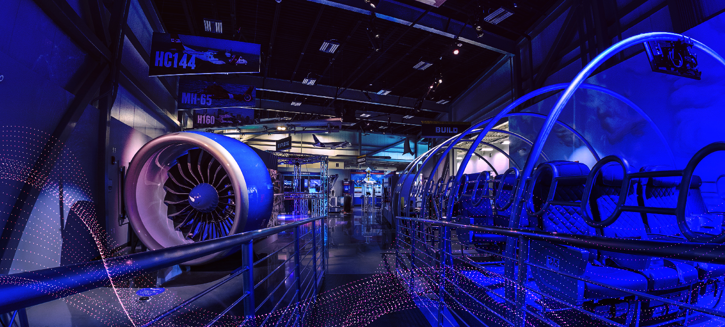 Interactive aerospace exhibits at Flight Works Alabama near Brookley in Mobile